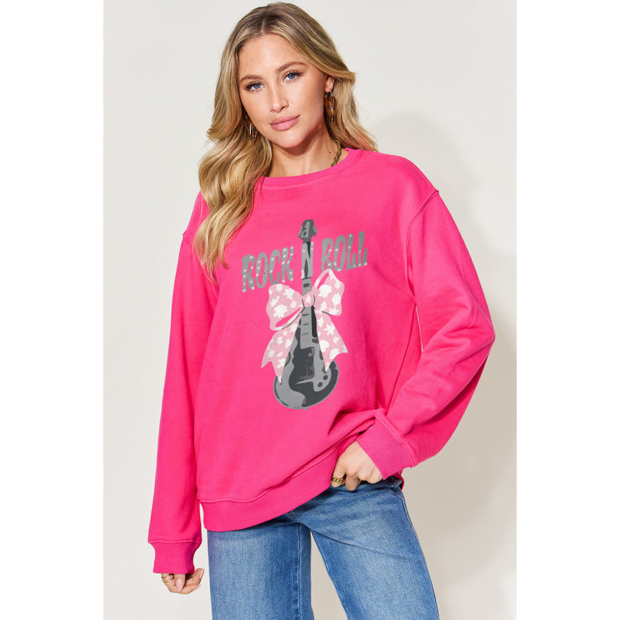 Simply Love Full Size Graphic Long Sleeve Sweatshirt Hot Pink / S Apparel and Accessories
