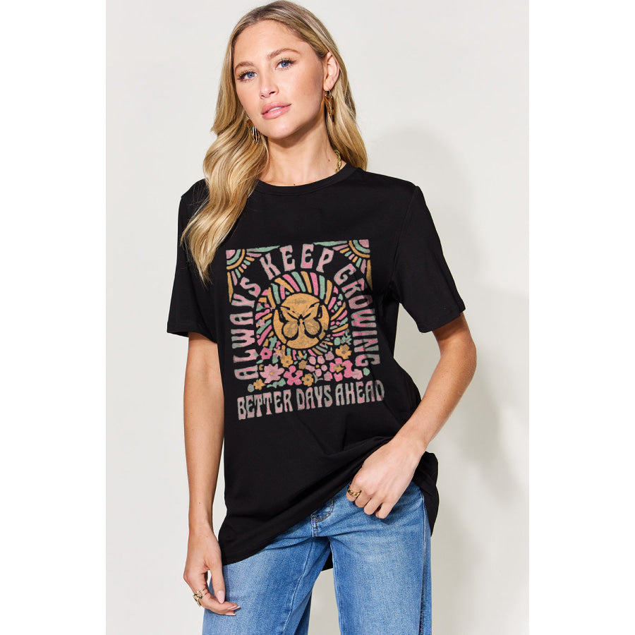 Simply Love Full Size Graphic Round Neck Short Sleeve T - Shirt Black / S Apparel and Accessories