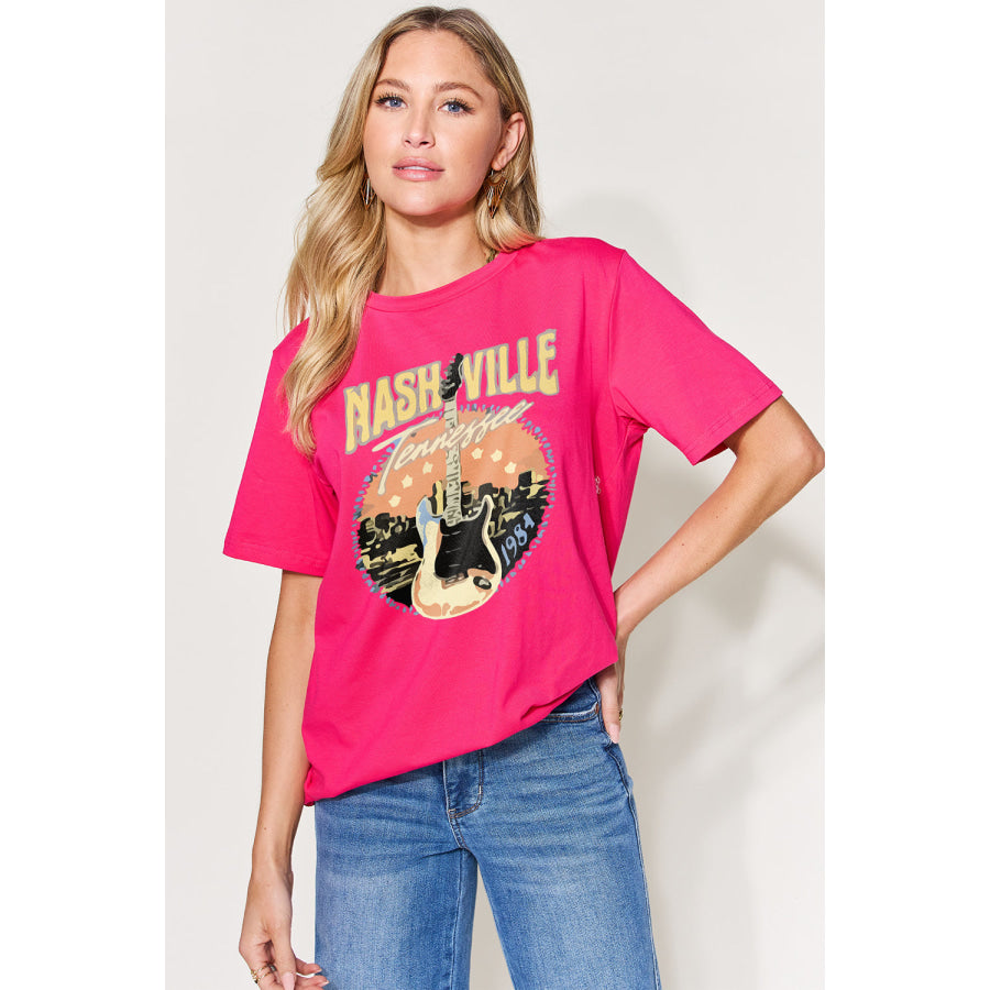 Simply Love Full Size Graphic Round Neck Short Sleeve T - Shirt Deep Rose / S Apparel and Accessories