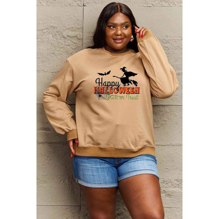 Simply Love Full Size HAPPY HALLOWEEN TRICK OR TREAT Graphic Sweatshirt