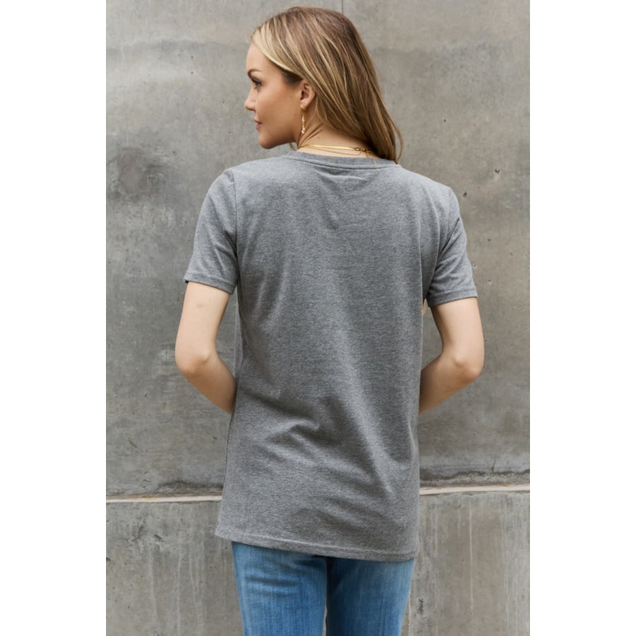 Simply Love Full Size HAPPY MIND HAPPY LIFE Graphic Cotton Tee Charcoal / S