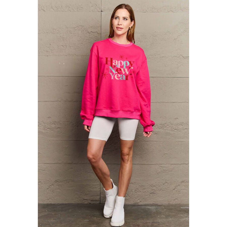 Simply Love Full Size HAPPY NEW YEAR Round Neck Sweatshirt Clothing