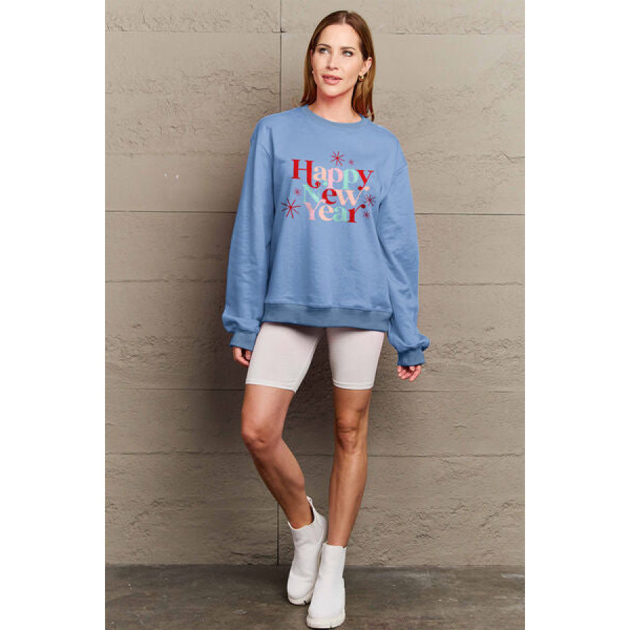 Simply Love Full Size HAPPY NEW YEAR Round Neck Sweatshirt Clothing