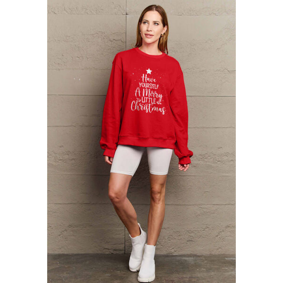 Simply Love Full Size HAVE YOURSELF A MERRY LITTLE CHRISTMAS Round Neck Sweatshirt Clothing
