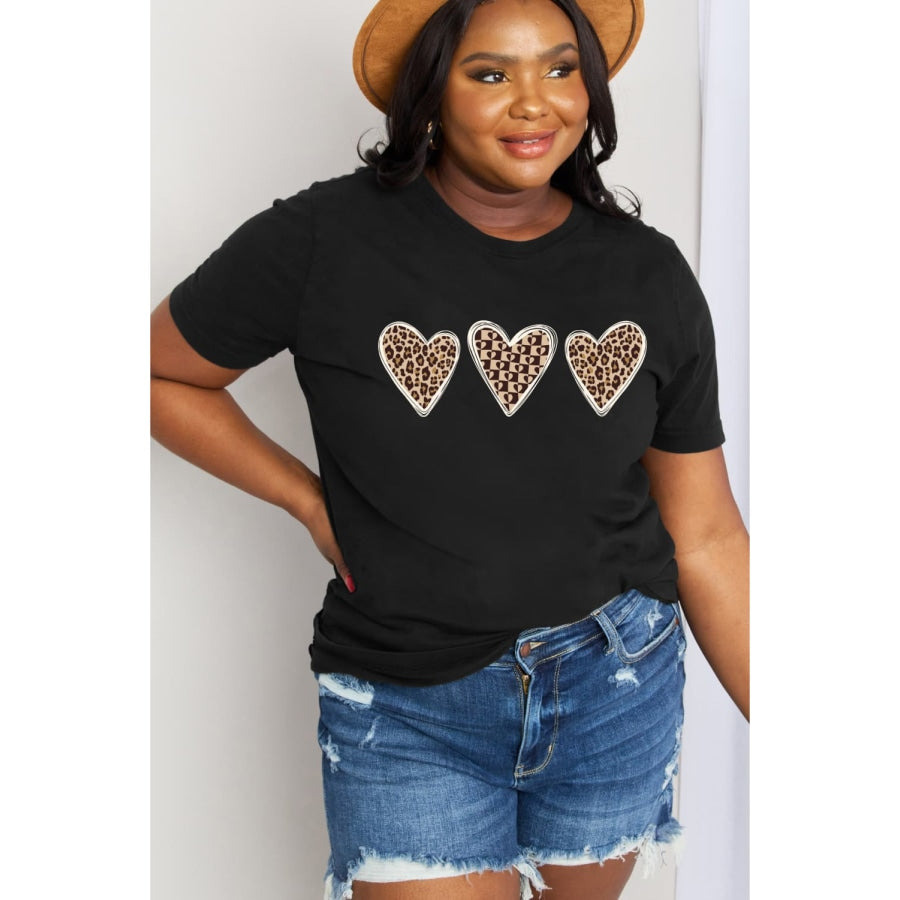 Simply Love Full Size Heart Graphic Cotton Tee Black / S