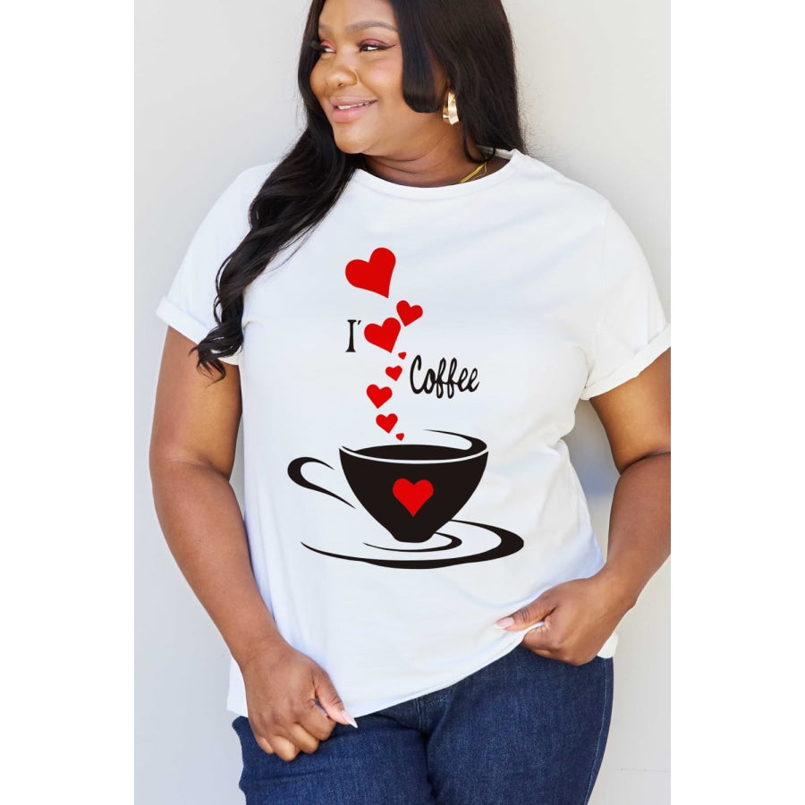 Simply Love Full Size I LOVE COFFEE Graphic Cotton Tee Bleach / S