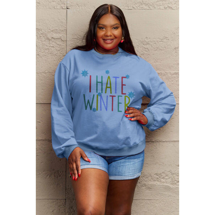 Simply Love Full Size I HATE WINTER Dropped Shoulder Sweatshirt Clothing