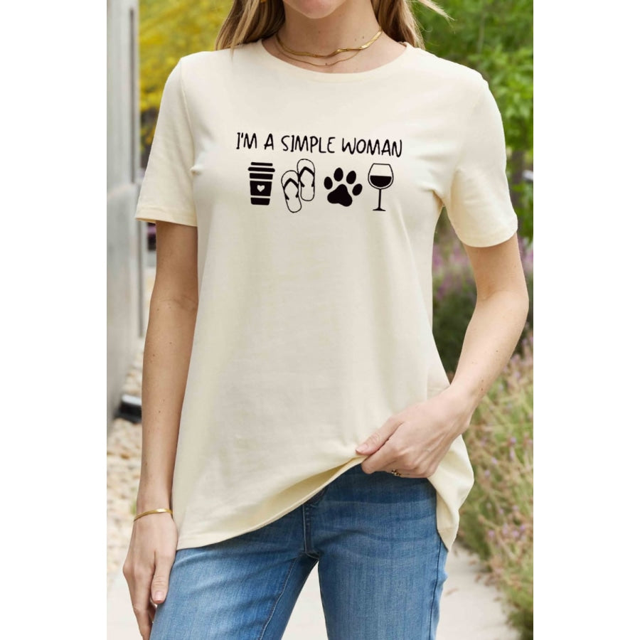 Simply Love Full Size I’M A SIMPLE WOMAN Graphic Cotton Tee Off White / S
