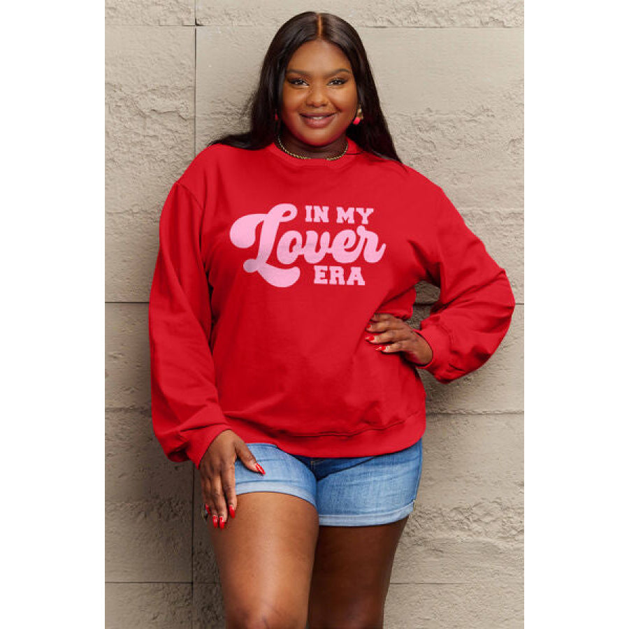 Simply Love Full Size IN MY LOVER ERA Round Neck Sweatshirt Apparel and Accessories