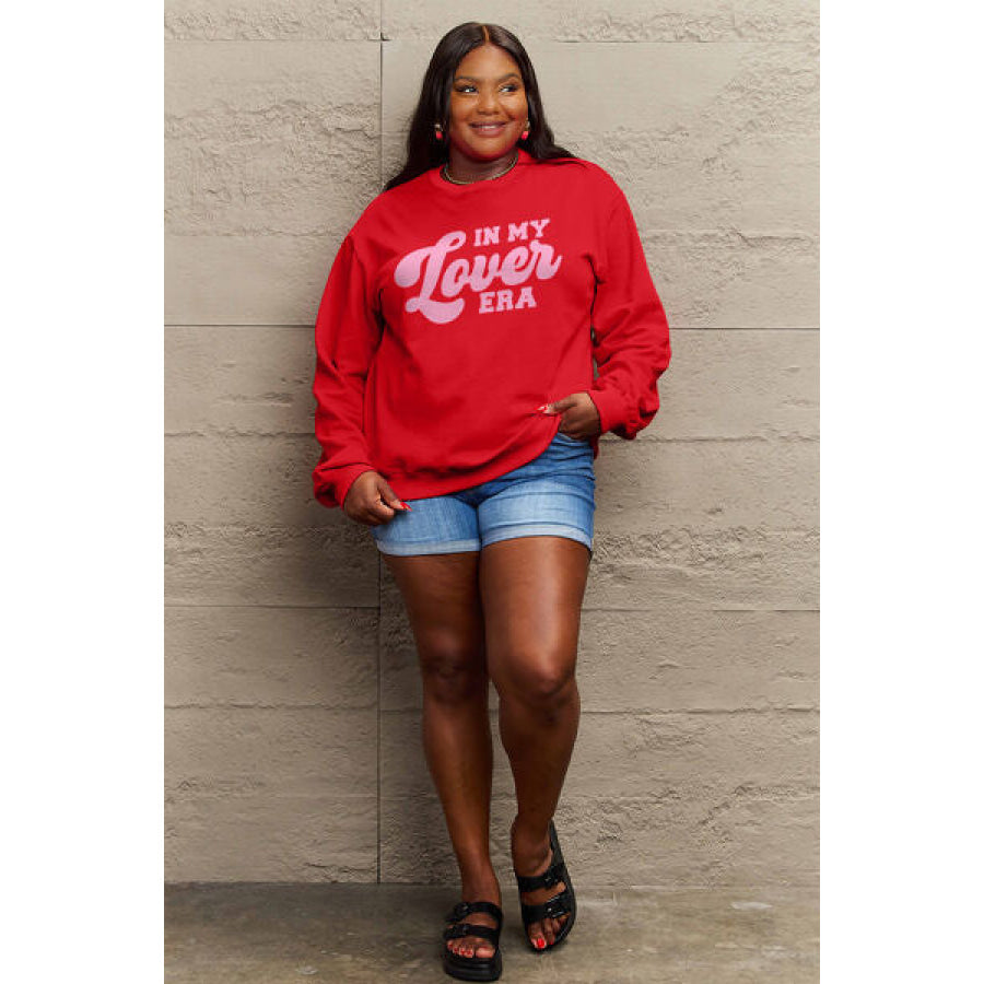 Simply Love Full Size IN MY LOVER ERA Round Neck Sweatshirt Apparel and Accessories