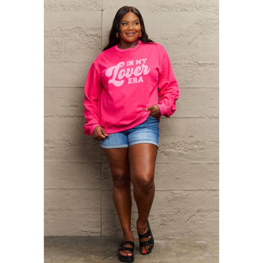 Simply Love Full Size IN MY LOVER ERA Round Neck Sweatshirt Apparel and Accessories