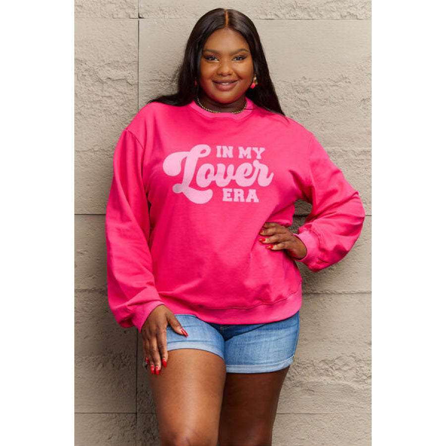 Simply Love Full Size IN MY LOVER ERA Round Neck Sweatshirt Apparel and Accessories