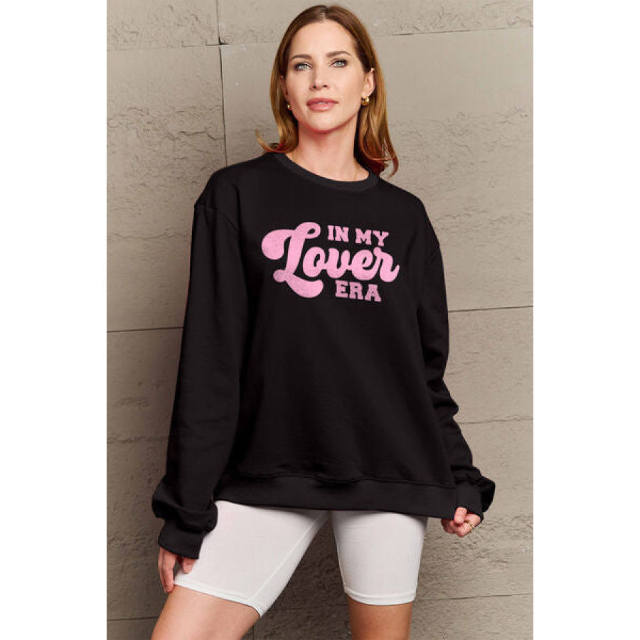 Simply Love Full Size IN MY LOVER ERA Round Neck Sweatshirt Black / S Apparel and Accessories