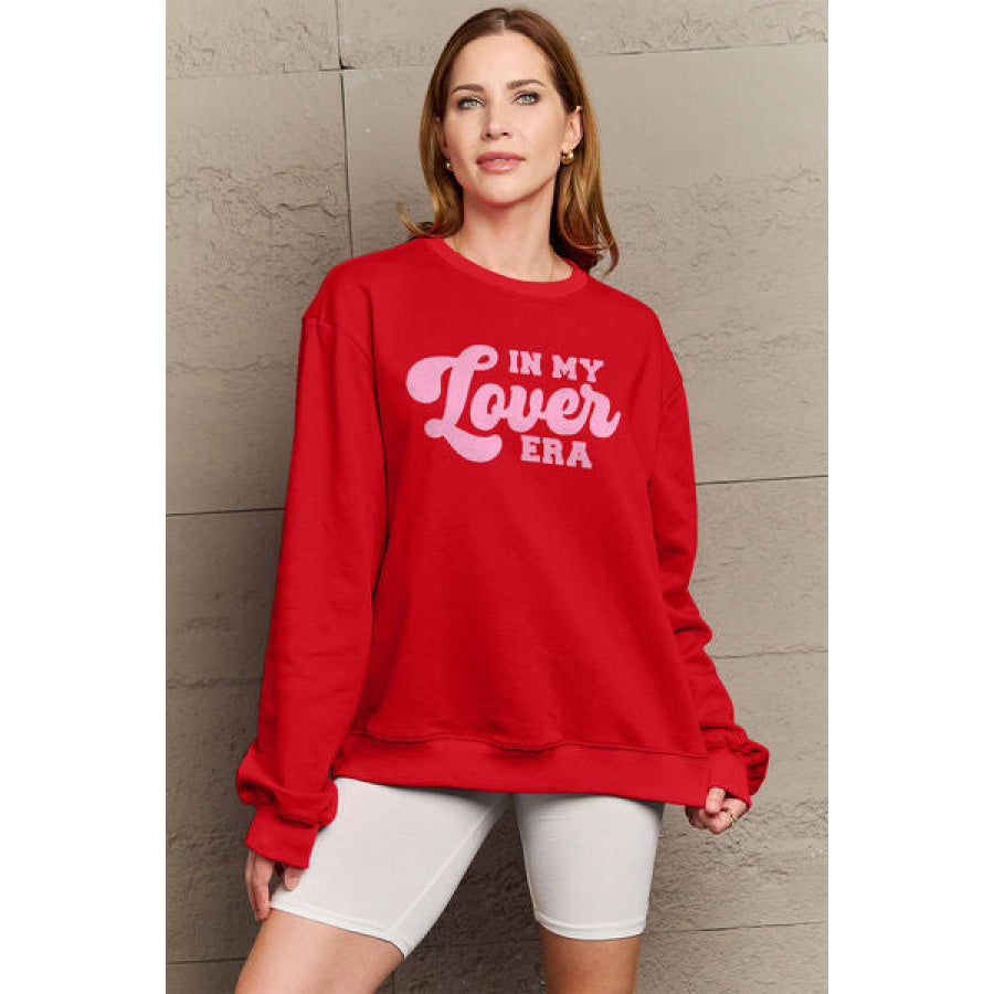 Simply Love Full Size IN MY LOVER ERA Round Neck Sweatshirt Wine / S Apparel and Accessories