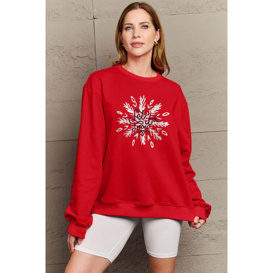 Simply Love Full Size LET IT SNOW Long Sleeve Sweatshirt Women’s Fashion Clothing