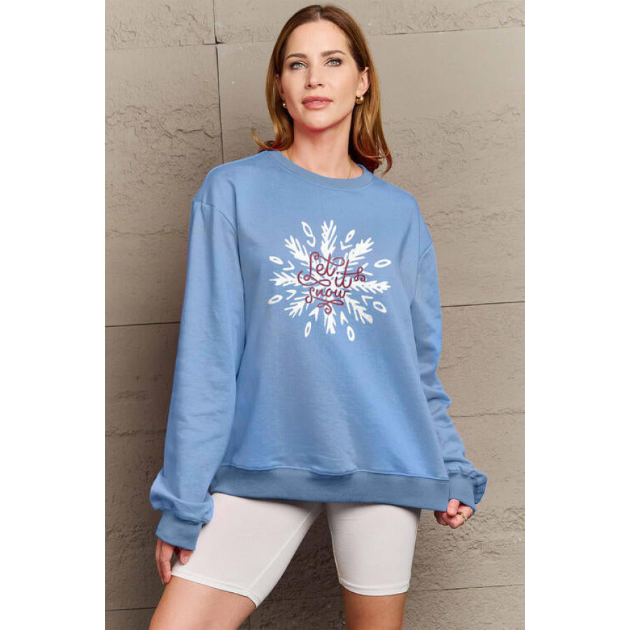 Simply Love Full Size LET IT SNOW Long Sleeve Sweatshirt Women’s Fashion Clothing