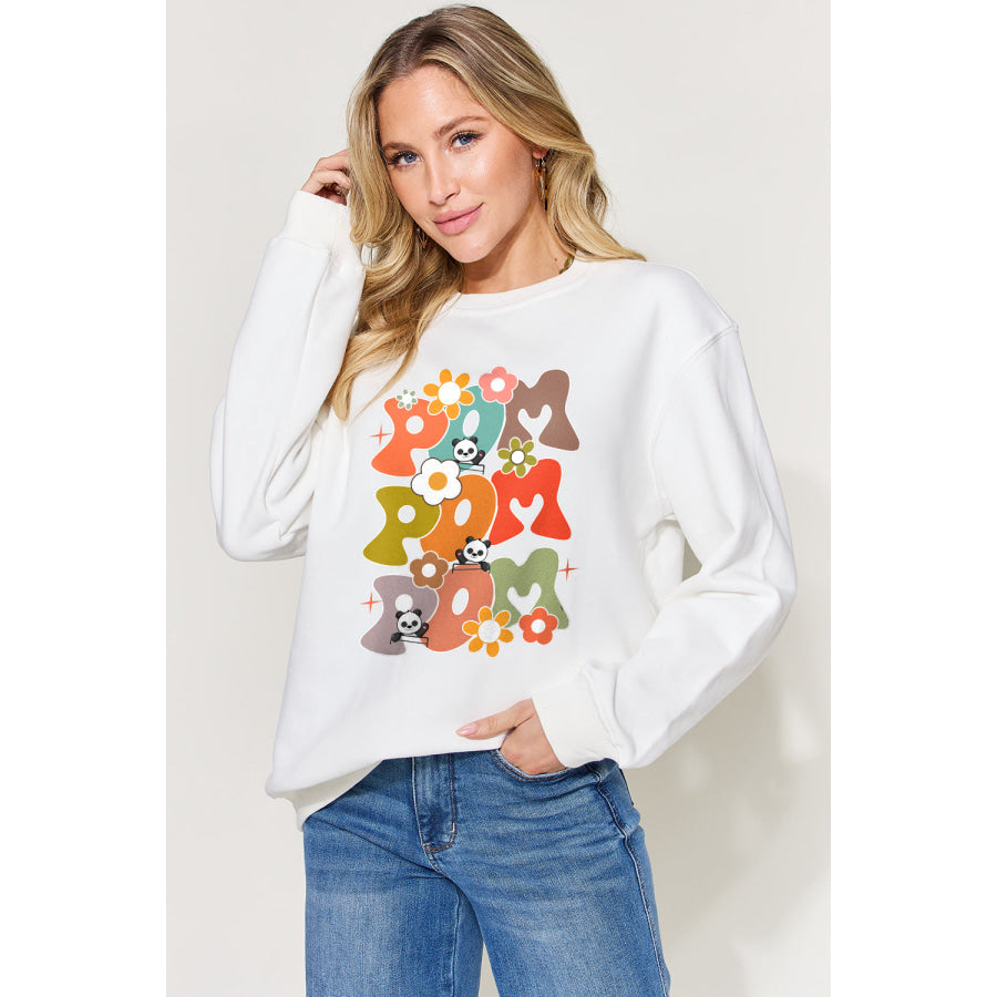 Simply Love Full Size Letter Graphic Long Sleeve Sweatshirt White / S Apparel and Accessories