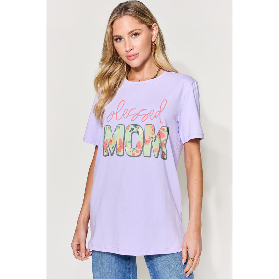 Simply Love Full Size Letter Graphic Round Neck Short Sleeve T - Shirt Lavender / S Apparel and Accessories
