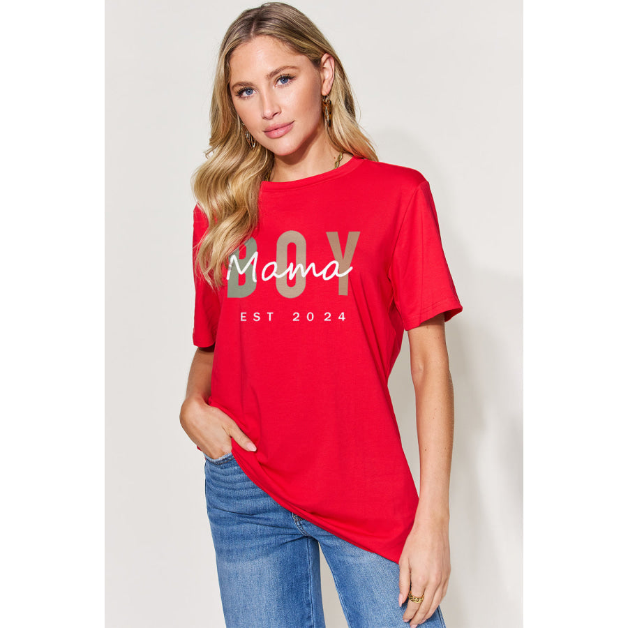 Simply Love Full Size Letter Graphic Round Neck Short Sleeve T - Shirt Red / S Apparel and Accessories