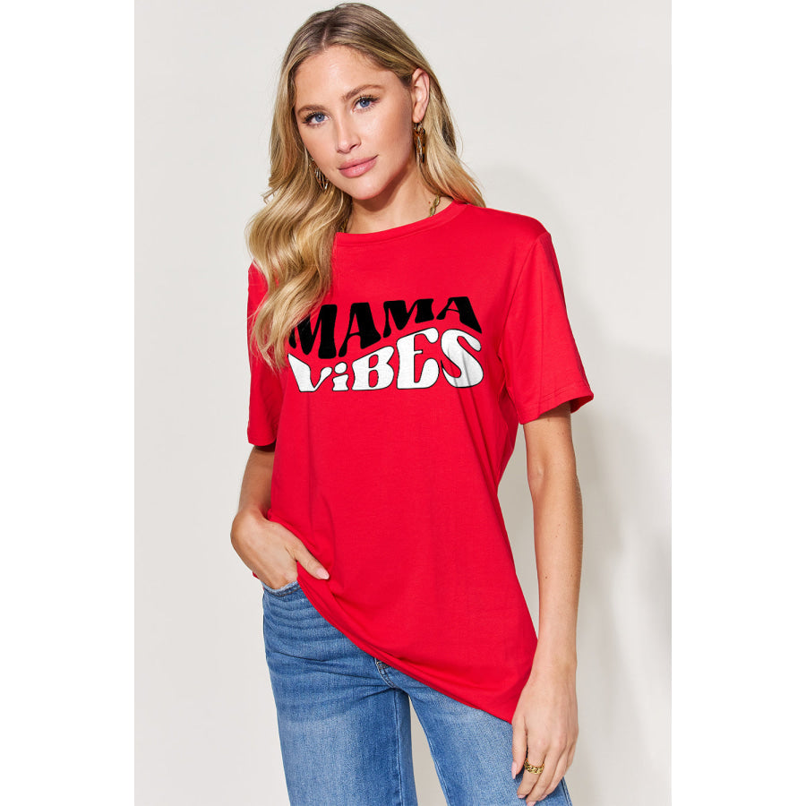 Simply Love Full Size Letter Graphic Round Neck Short Sleeve T - Shirt Red / S Apparel and Accessories