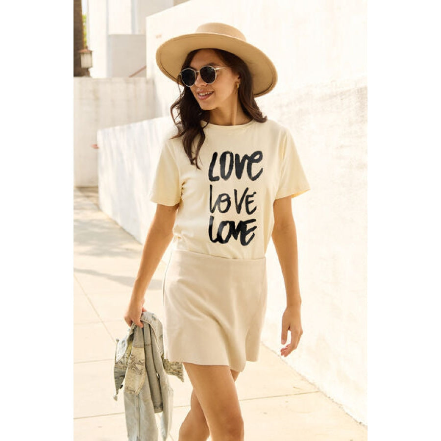 Simply Love Full Size LOVE Short Sleeve T-Shirt White / S Clothing