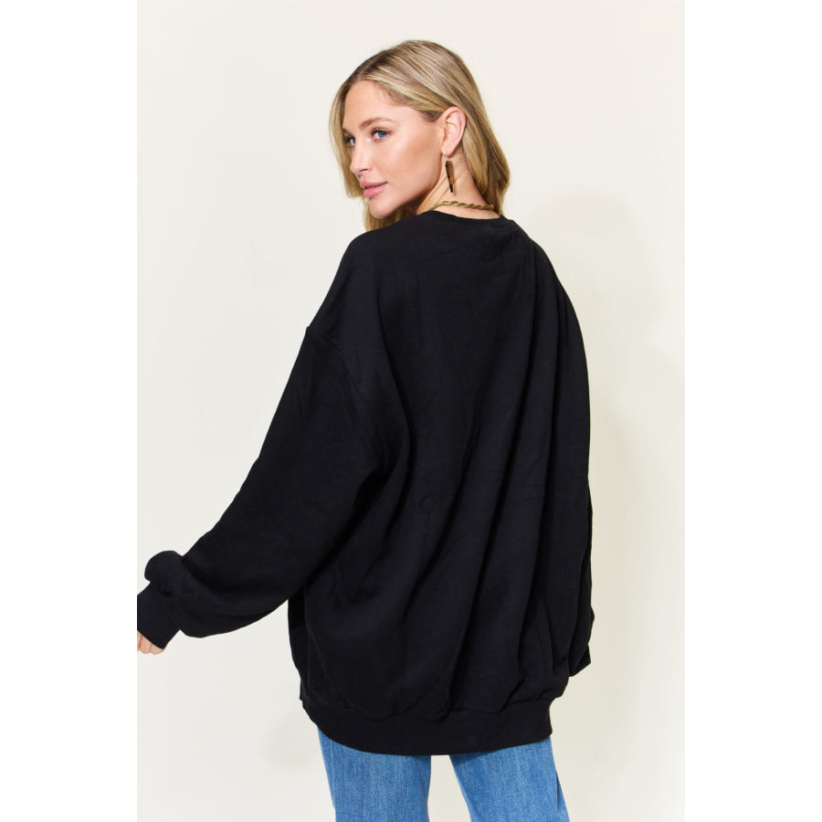 Simply Love Full Size MAMA BUNNY Graphic Drop Shoulder Oversized Sweatshirt Black / S Apparel and Accessories