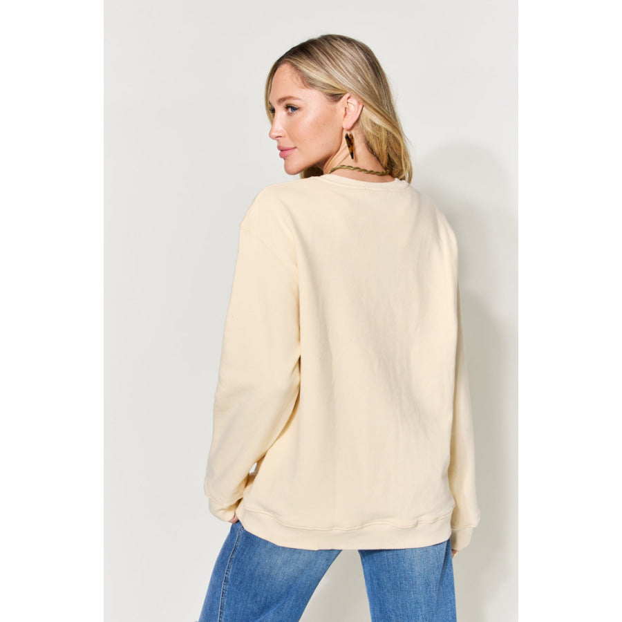Simply Love Full Size MAMA Long Sleeve Sweatshirt Sand / S Apparel and Accessories