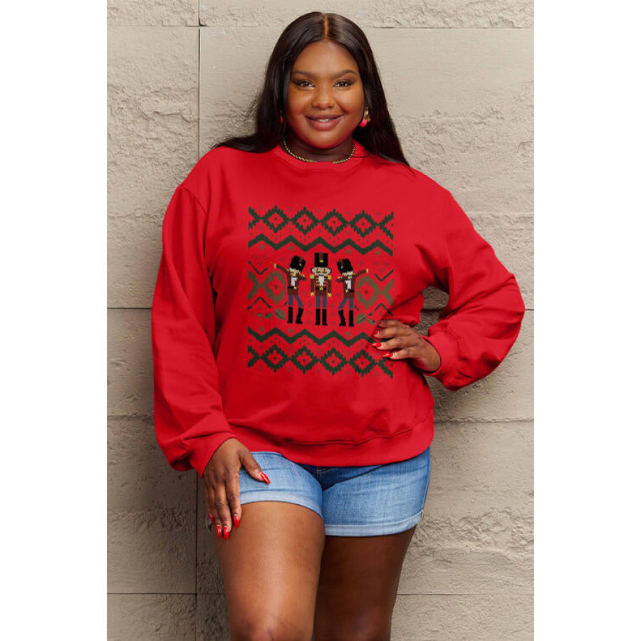 Simply Love Full Size Nutcracker Graphic Long Sleeve Sweatshirt Women’s Fashion Clothing