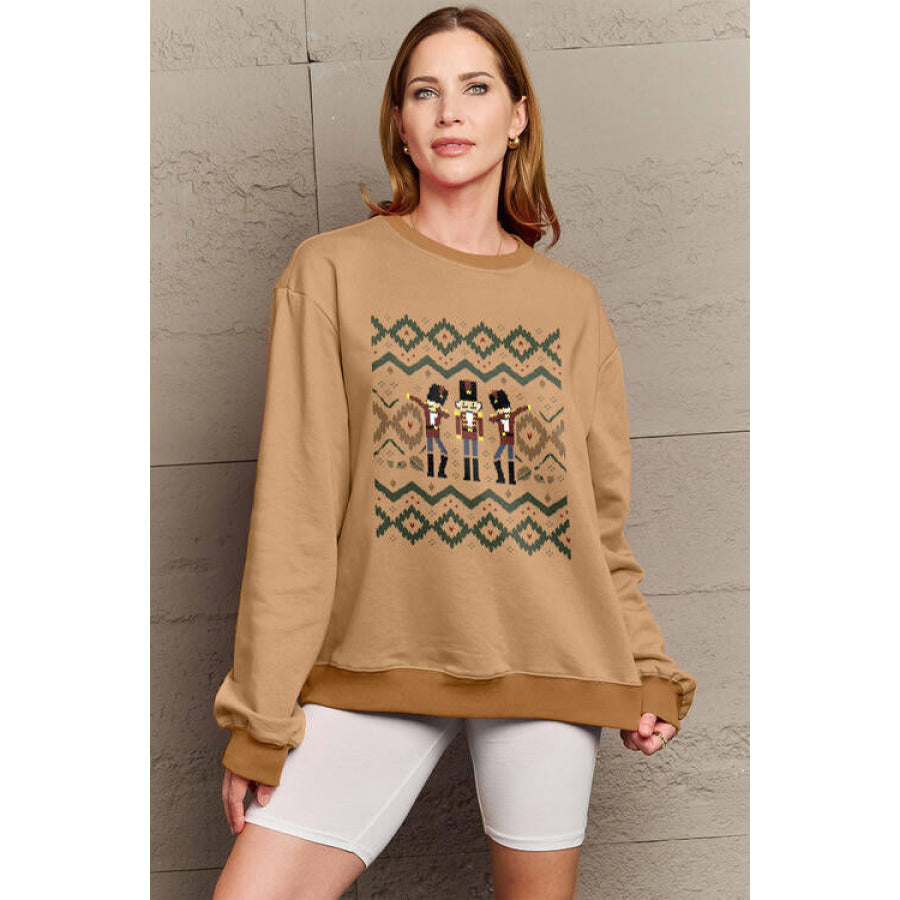 Simply Love Full Size Nutcracker Graphic Long Sleeve Sweatshirt Women’s Fashion Clothing