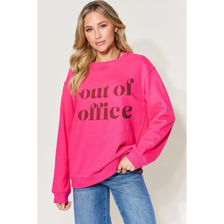 Simply Love Full Size OUT OF OFFICE Sweatshirt Cerise / S Apparel and Accessories