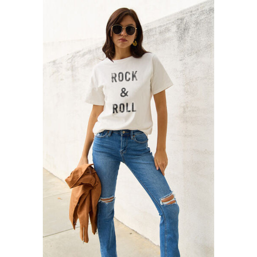Simply Love Full Size ROCK & ROLL Short Sleeve T-Shirt Apparel and Accessories