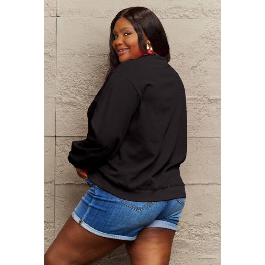 Simply Love Full Size Snowflakes Round Neck Sweatshirt Apparel and Accessories