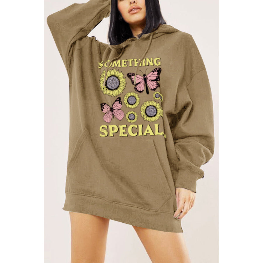 Simply Love Full Size SOMETHING SPECIAL Graphic Hoodie Taupe / S