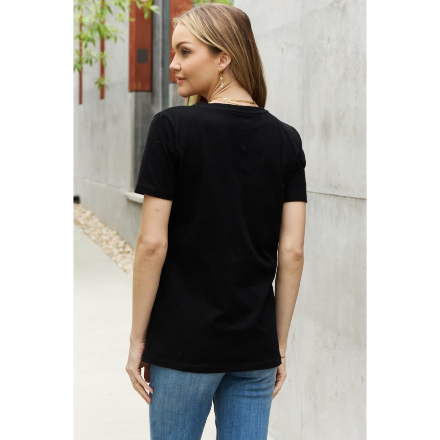 Simply Love Full Size Star Heart Graphic Cotton Tee Black / S