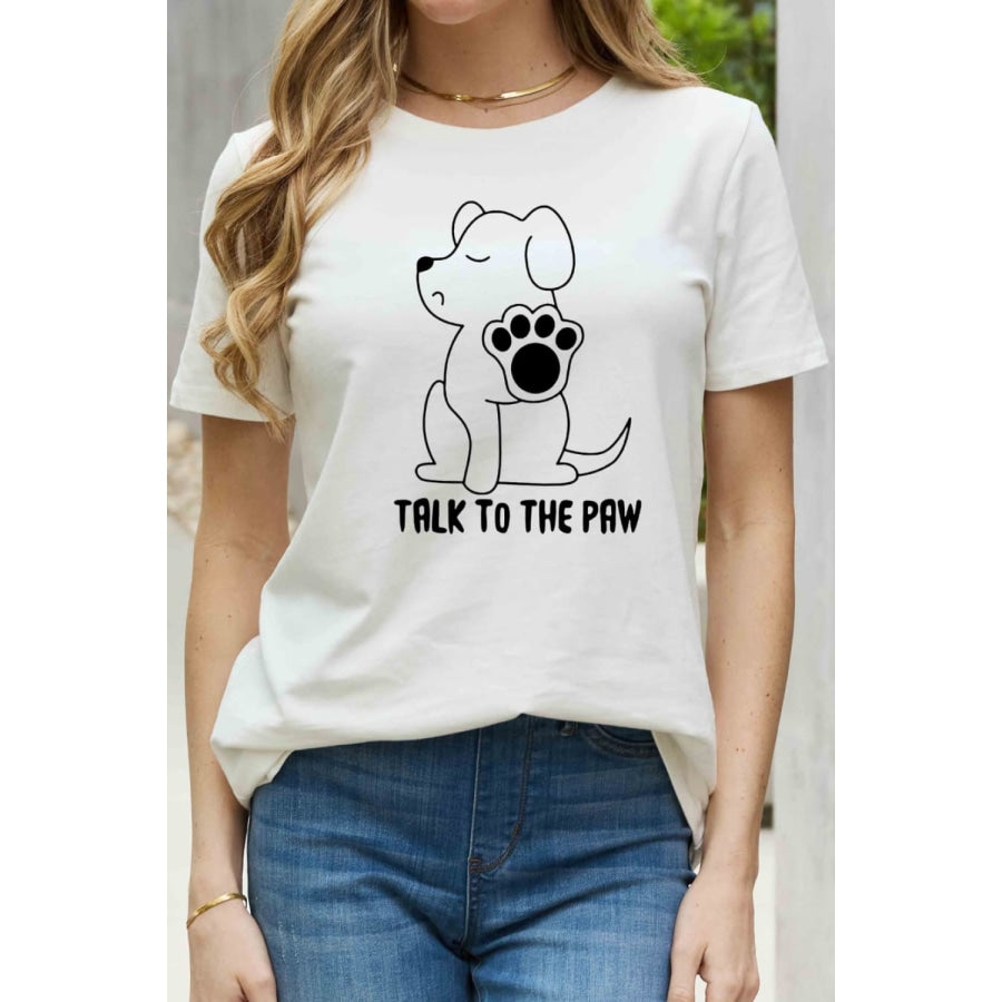 Simply Love Full Size TALK TO THE PAW Graphic Cotton Tee White / S