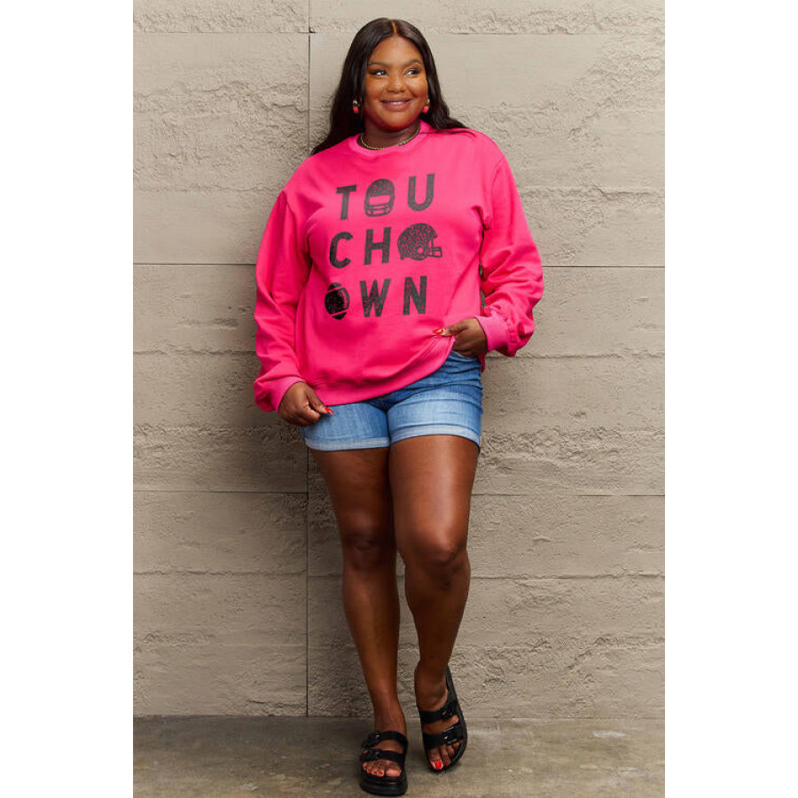 Simply Love Full Size TOUCHDOWN Long Sleeve Sweatshirt