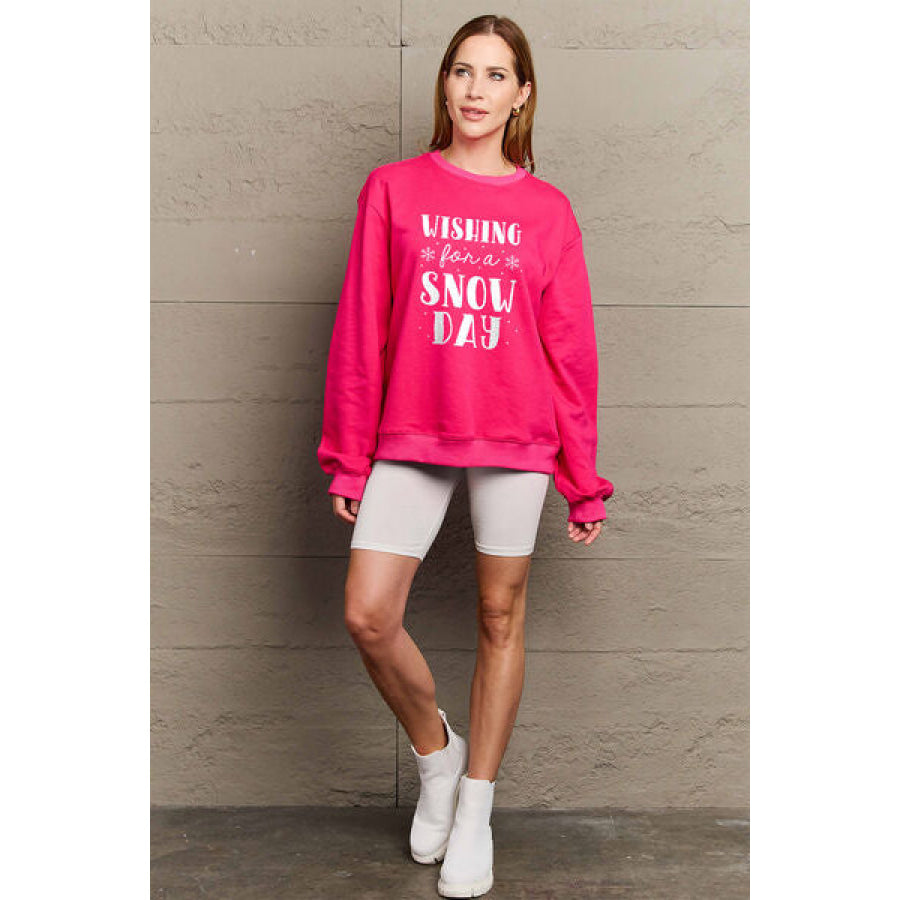 Simply Love Full Size WISHING FOR A SNOW DAY Round Neck Sweatshirt Clothing