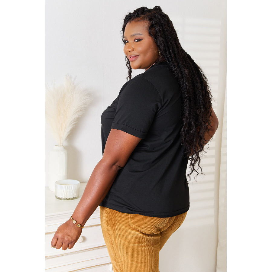 Simply Love Letter Graphic Round Neck T-Shirt Apparel and Accessories