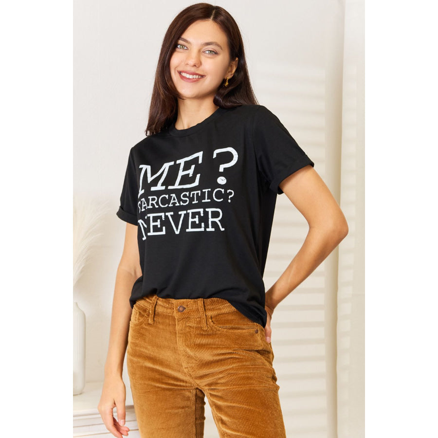 Simply Love Letter Graphic Round Neck T-Shirt Black / S Apparel and Accessories