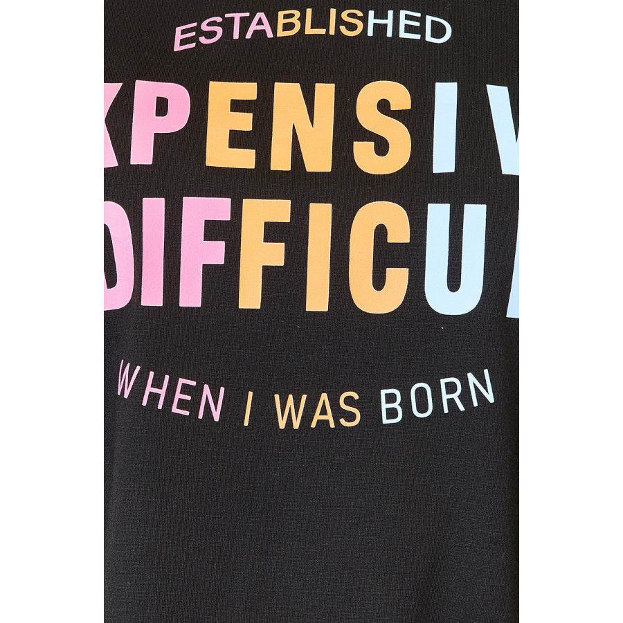 Simply Love Slogan Graphic Cuffed Sleeve T-Shirt Apparel and Accessories