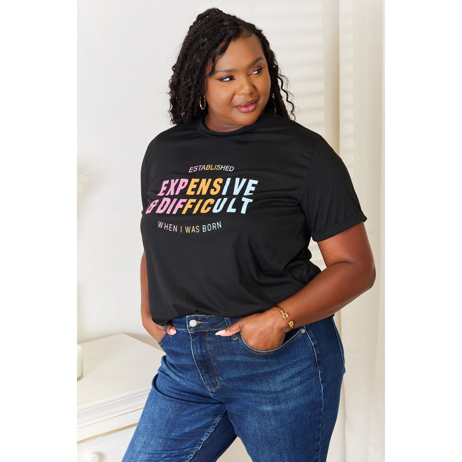 Simply Love Slogan Graphic Cuffed Sleeve T-Shirt Apparel and Accessories