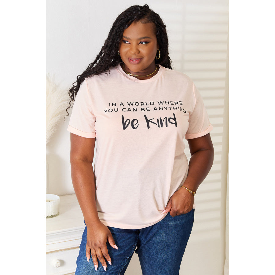 Simply Love Slogan Graphic Cuffed T-Shirt Blush Pink / S Apparel and Accessories