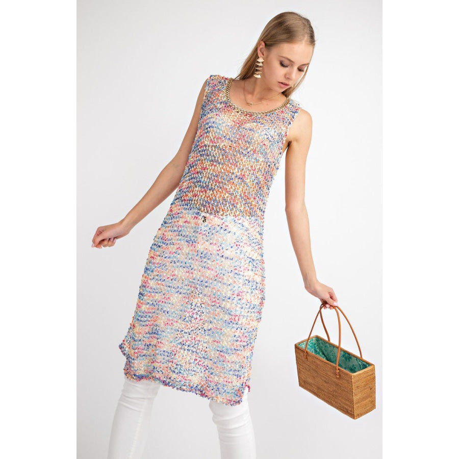 NEW! Sleeveless Multicolour Crochet Tunic Top S/M Top