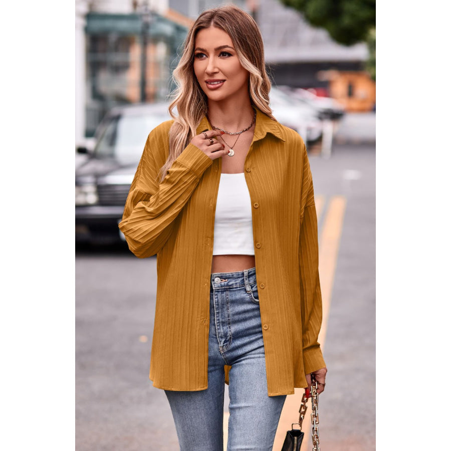 Slit Dropped Shoulder Longline Shirt