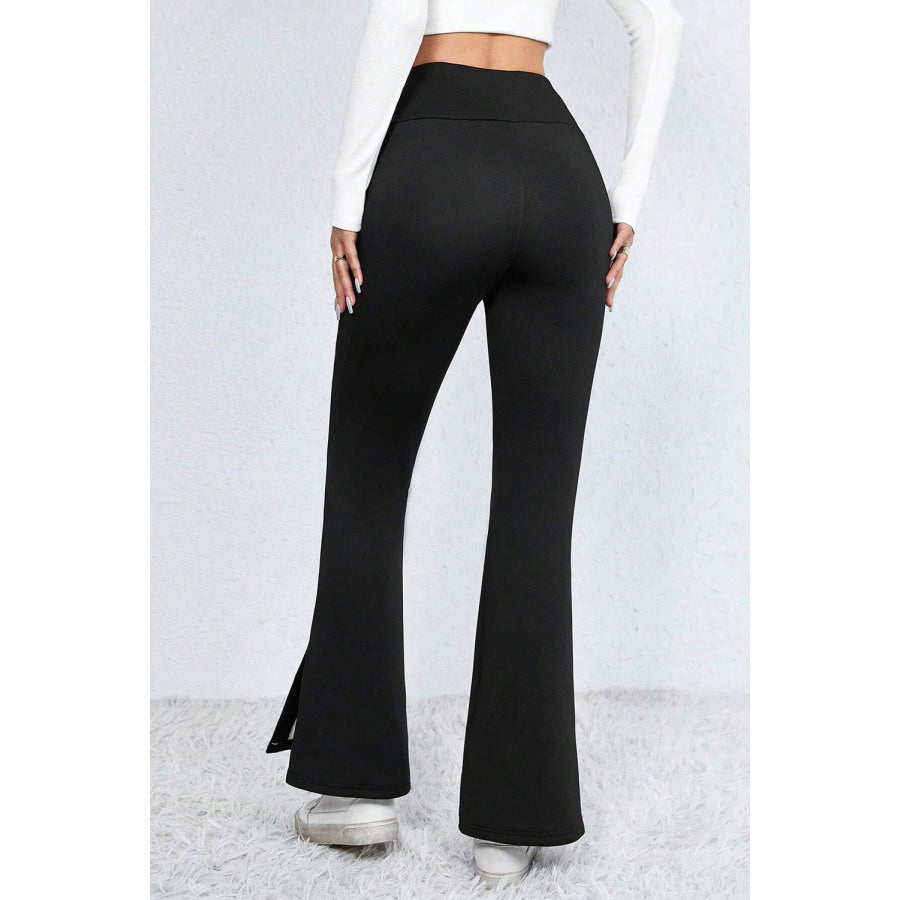 Slit High Waist Bootcut Pants Apparel and Accessories