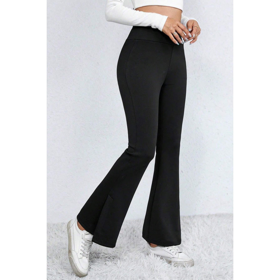 Slit High Waist Bootcut Pants Apparel and Accessories