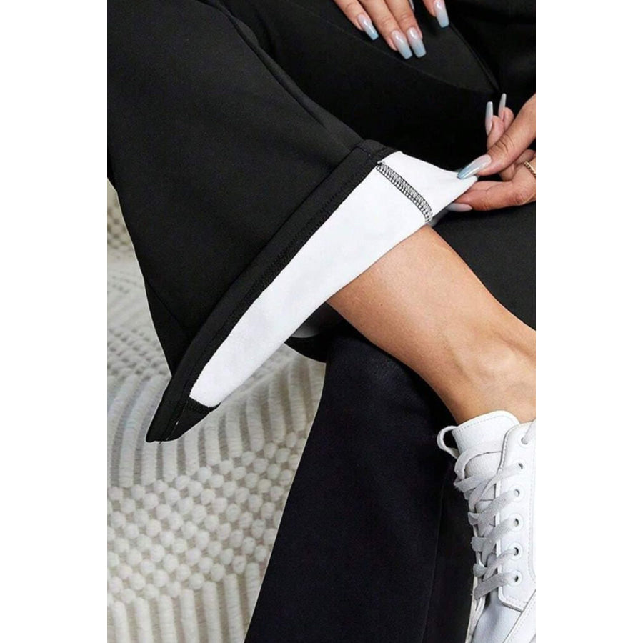 Slit High Waist Bootcut Pants Apparel and Accessories