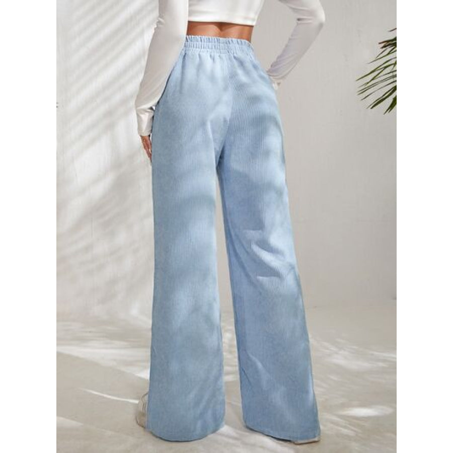 Slit Pocketed High Waist Wide Leg Pants Apparel and Accessories