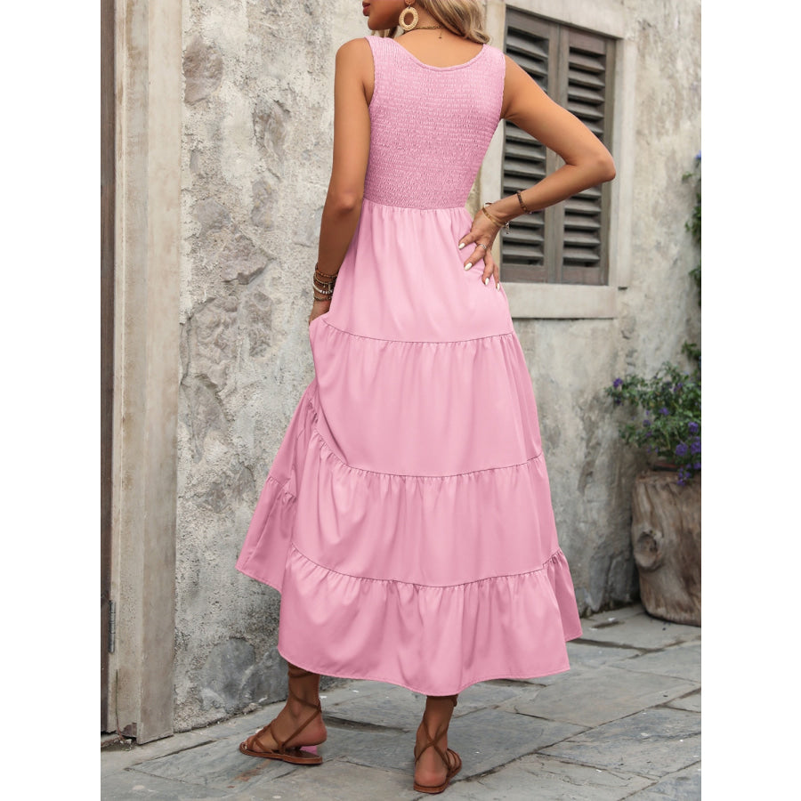 Smocked Scoop Neck Sleeveless Tank Dress Apparel and Accessories