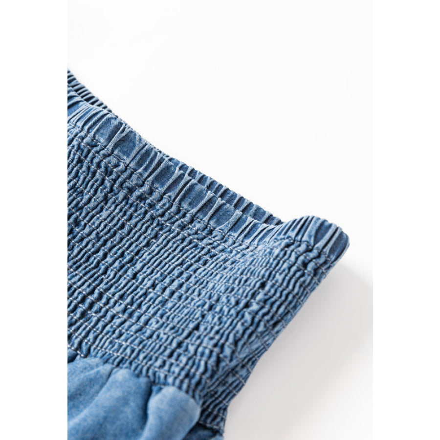 Smocked Wide Leg Jeans Apparel and Accessories